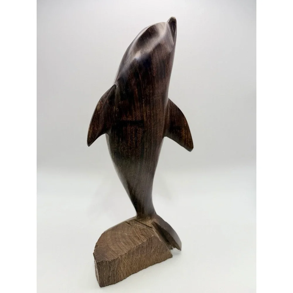 Vintage Ironwood Jumping Dolphin Statue Hand Carved Figurine 11